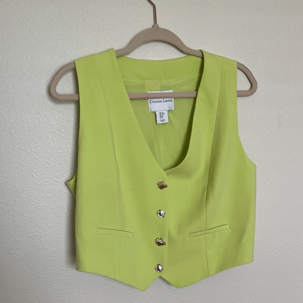 Christian Lacroix Neon Lime Button Vest
